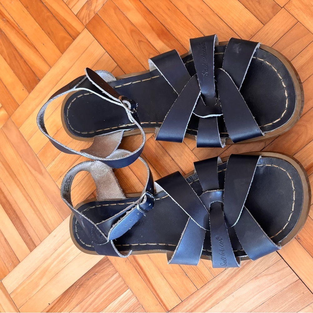 Salt Water Navy Leather Sandals